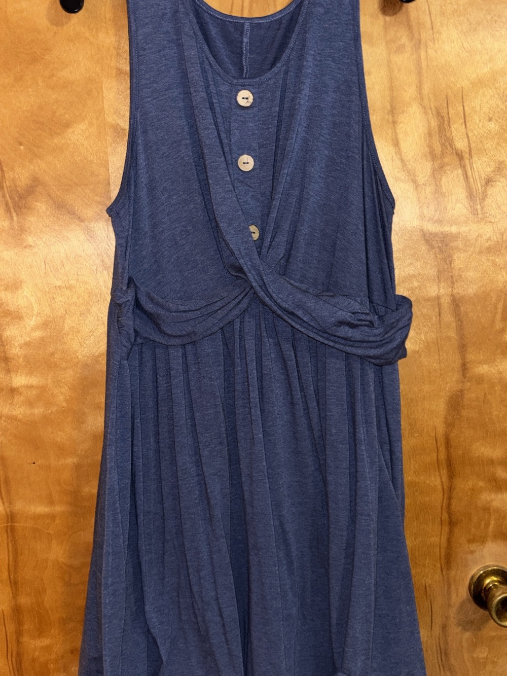 Women’s Blue Sleeveless Knot-Front Dress